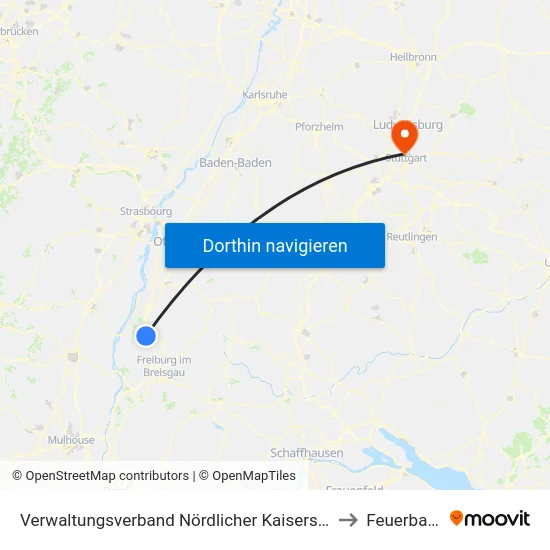 Verwaltungsverband Nördlicher Kaiserstuhl to Feuerbach map