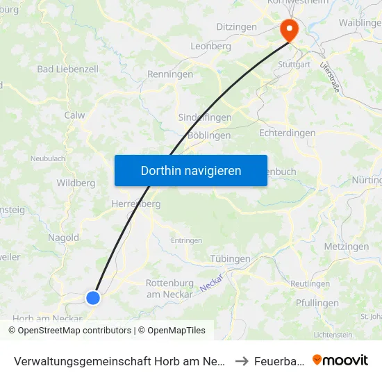 Verwaltungsgemeinschaft Horb am Neckar to Feuerbach map