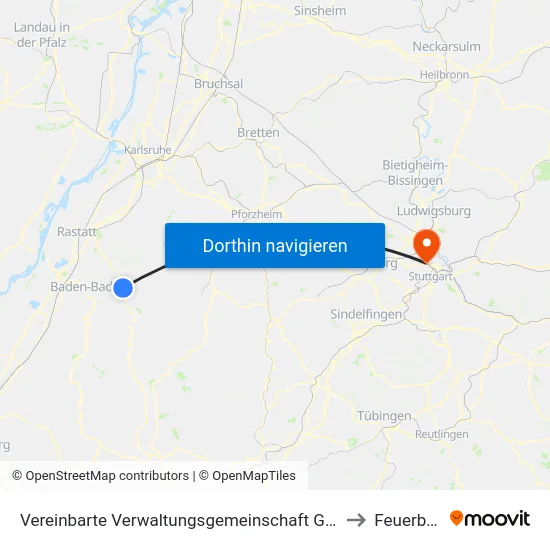 Vereinbarte Verwaltungsgemeinschaft Gernsbach to Feuerbach map