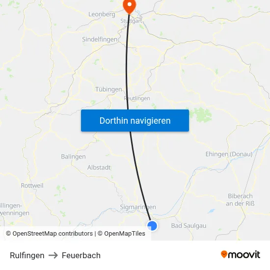 Rulfingen to Feuerbach map
