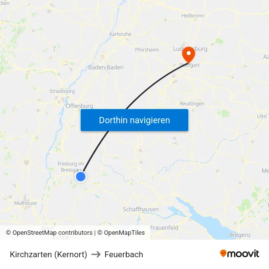 Kirchzarten (Kernort) to Feuerbach map