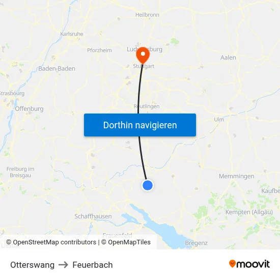 Otterswang to Feuerbach map