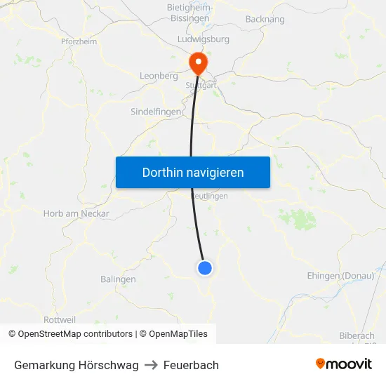 Gemarkung Hörschwag to Feuerbach map