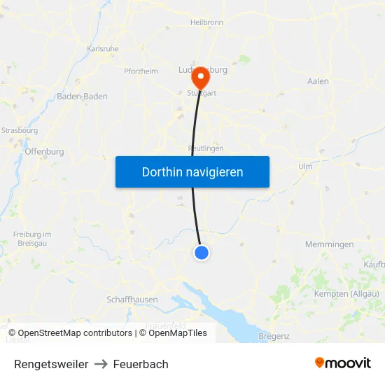 Rengetsweiler to Feuerbach map