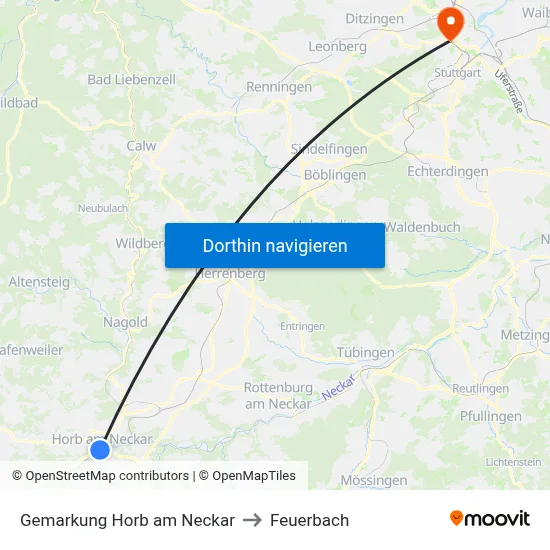 Gemarkung Horb am Neckar to Feuerbach map