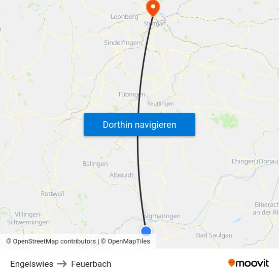 Engelswies to Feuerbach map