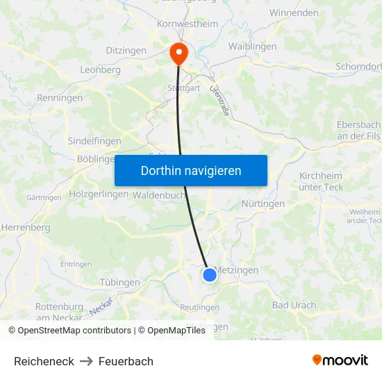 Reicheneck to Feuerbach map