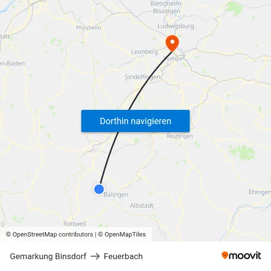 Gemarkung Binsdorf to Feuerbach map