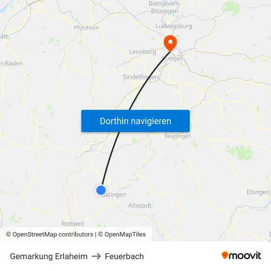 Gemarkung Erlaheim to Feuerbach map