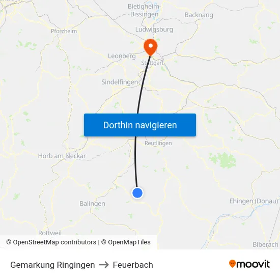 Gemarkung Ringingen to Feuerbach map