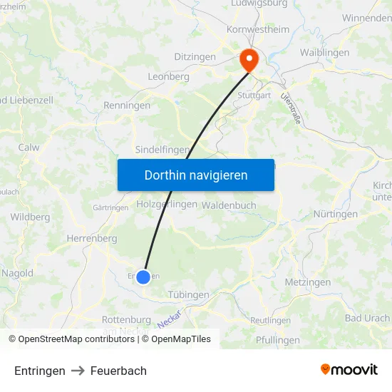 Entringen to Feuerbach map