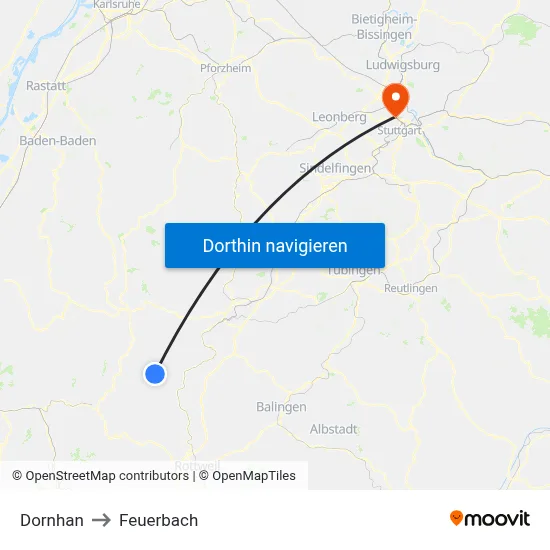 Dornhan to Feuerbach map