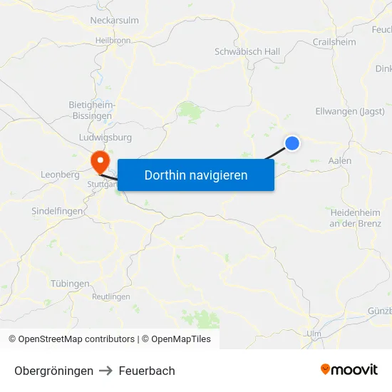 Obergröningen to Feuerbach map