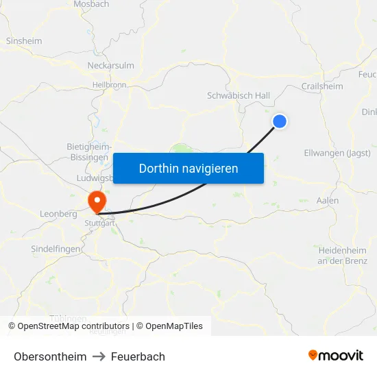 Obersontheim to Feuerbach map