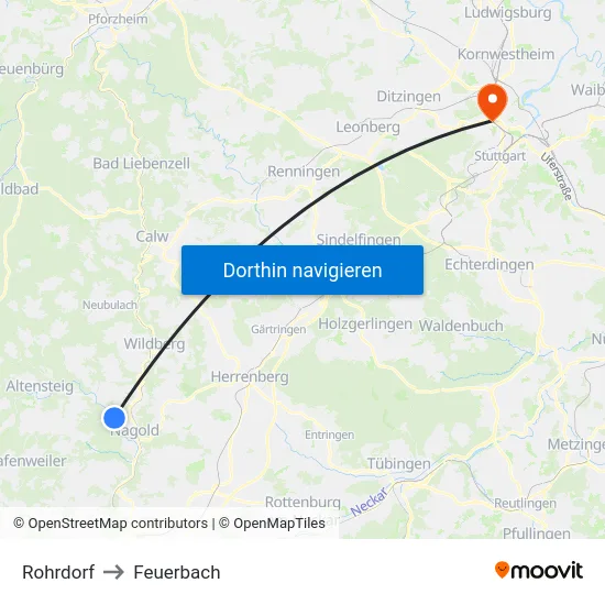 Rohrdorf to Feuerbach map