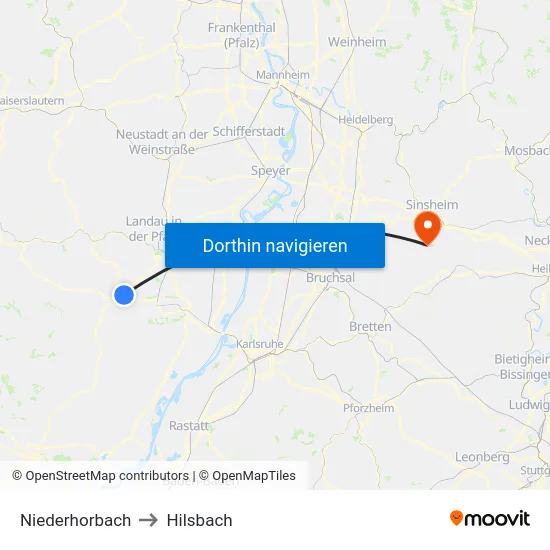 Niederhorbach to Hilsbach map