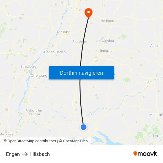 Engen to Hilsbach map