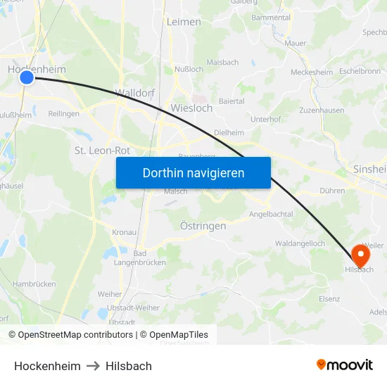 Hockenheim to Hilsbach map