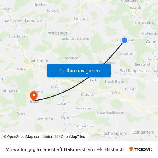 Verwaltungsgemeinschaft Haßmersheim to Hilsbach map