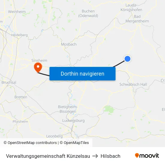 Verwaltungsgemeinschaft Künzelsau to Hilsbach map