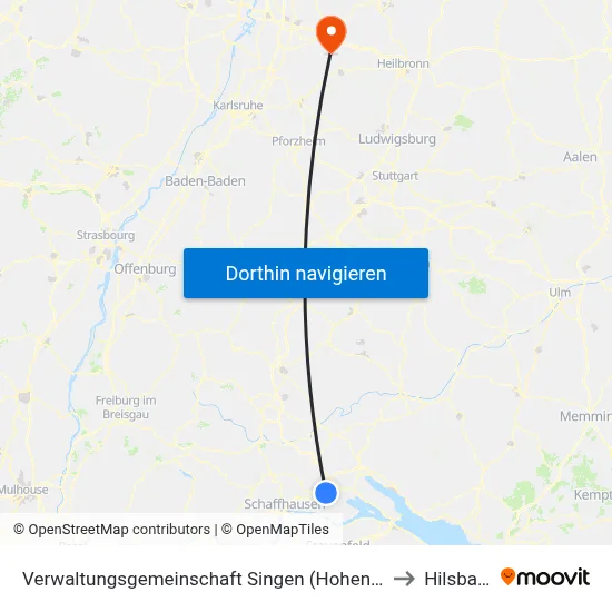 Verwaltungsgemeinschaft Singen (Hohentwiel) to Hilsbach map