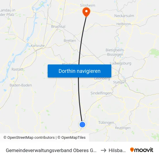 Gemeindeverwaltungsverband Oberes Gäu to Hilsbach map