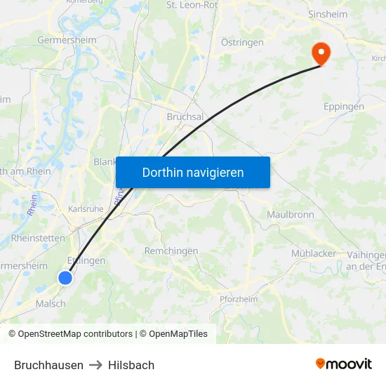 Bruchhausen to Hilsbach map