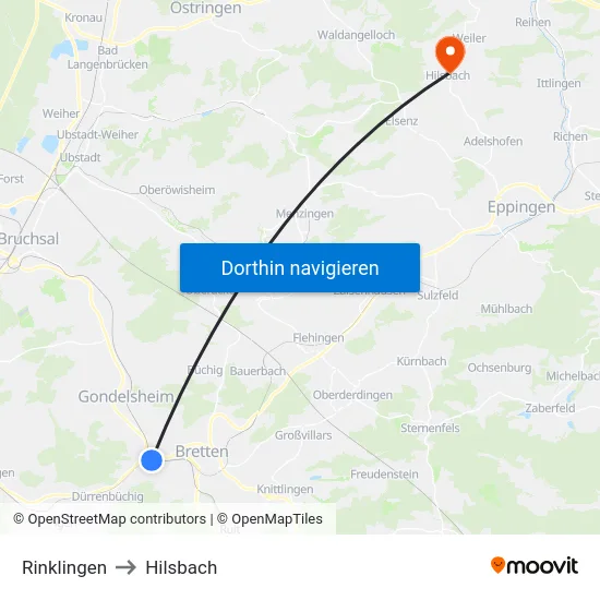 Rinklingen to Hilsbach map