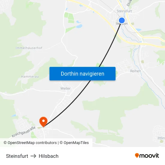 Steinsfurt to Hilsbach map