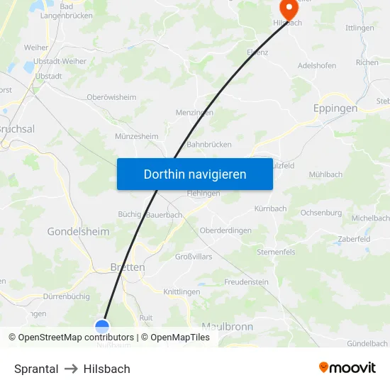 Sprantal to Hilsbach map