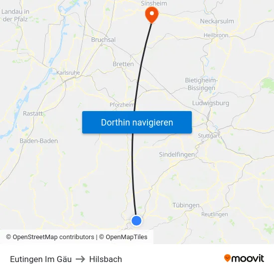 Eutingen Im Gäu to Hilsbach map