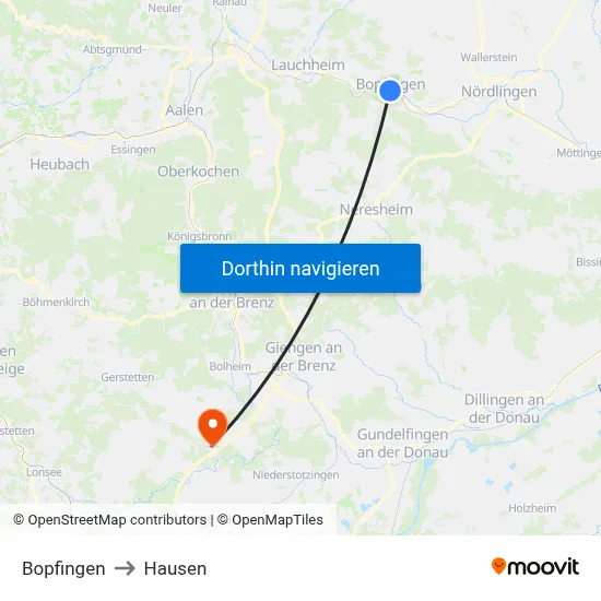 Bopfingen to Hausen map