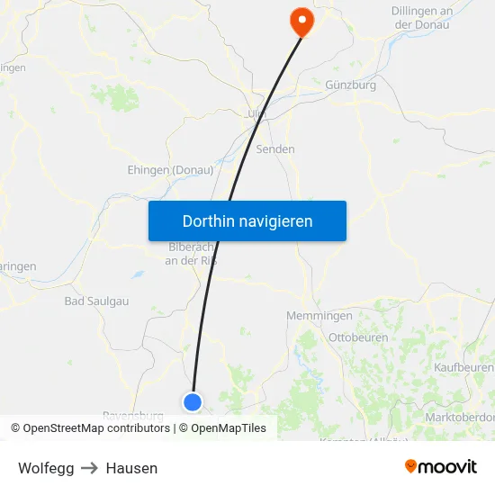 Wolfegg to Hausen map