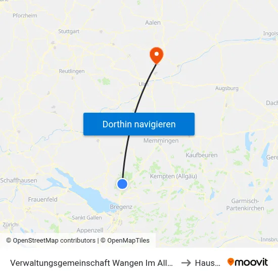 Verwaltungsgemeinschaft Wangen Im Allgäu to Hausen map