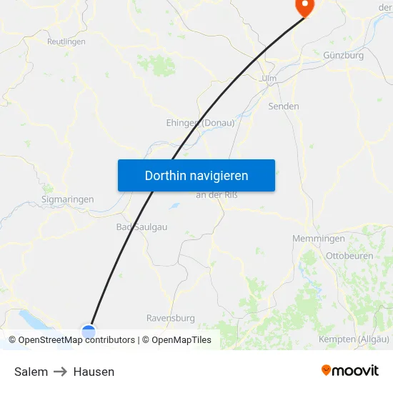 Salem to Hausen map
