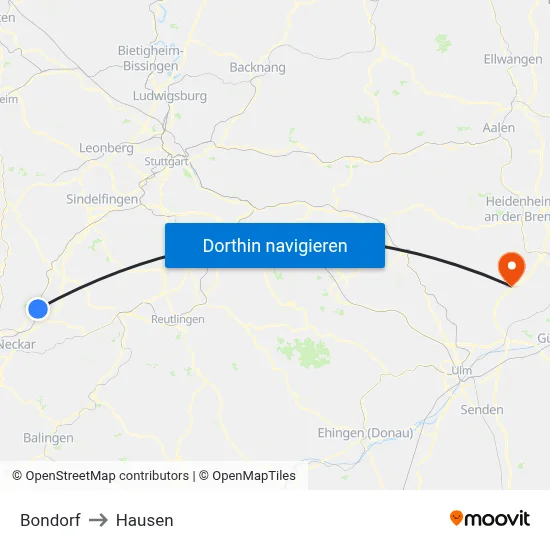 Bondorf to Hausen map