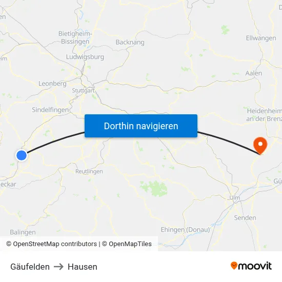 Gäufelden to Hausen map