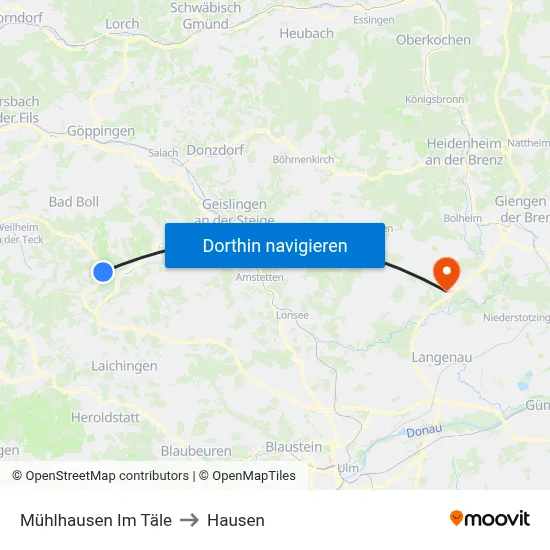 Mühlhausen Im Täle to Hausen map