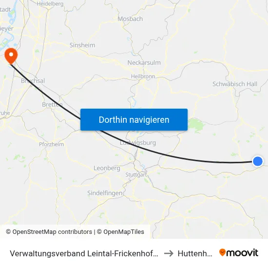 Verwaltungsverband Leintal-Frickenhofer Höhe to Huttenheim map