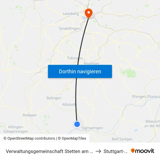 Verwaltungsgemeinschaft Stetten am Kalten Markt to Stuttgart-Mitte map
