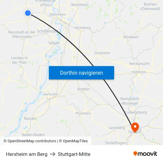 Herxheim am Berg to Stuttgart-Mitte map