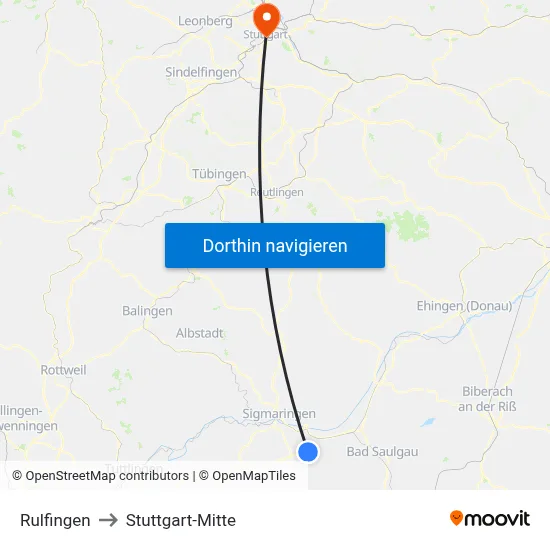 Rulfingen to Stuttgart-Mitte map