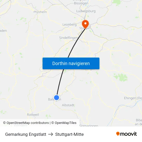 Gemarkung Engstlatt to Stuttgart-Mitte map