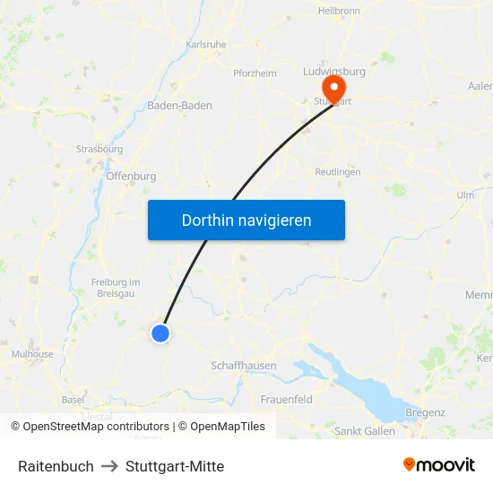 Raitenbuch to Stuttgart-Mitte map
