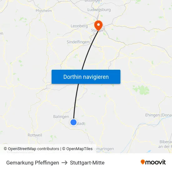 Gemarkung Pfeffingen to Stuttgart-Mitte map