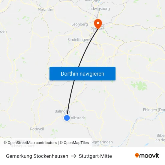 Gemarkung Stockenhausen to Stuttgart-Mitte map
