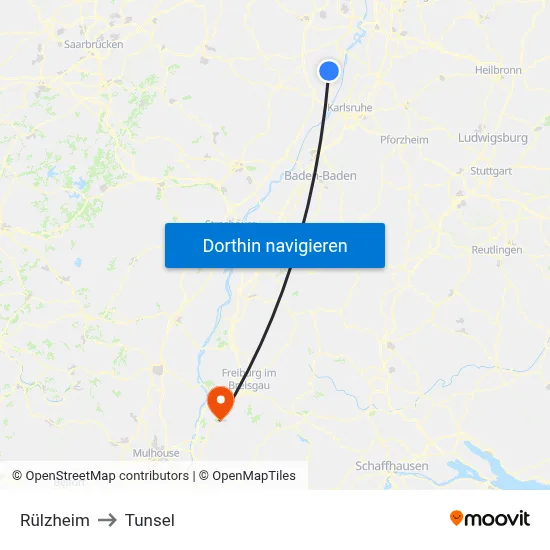 Rülzheim to Tunsel map