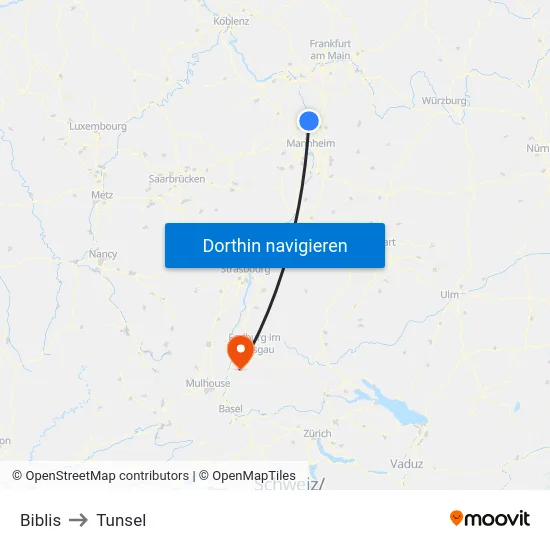 Biblis to Tunsel map