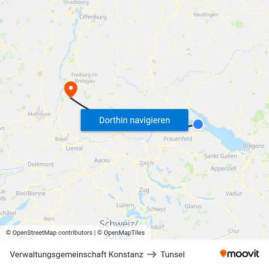 Verwaltungsgemeinschaft Konstanz to Tunsel map