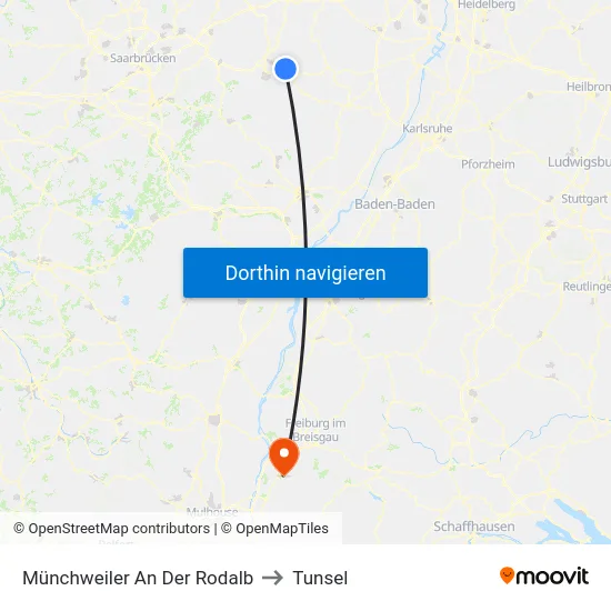 Münchweiler An Der Rodalb to Tunsel map